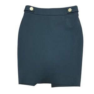 Express Pencil Skirt Size 4 Black Gold Button Accent Stretch Classic Capsule